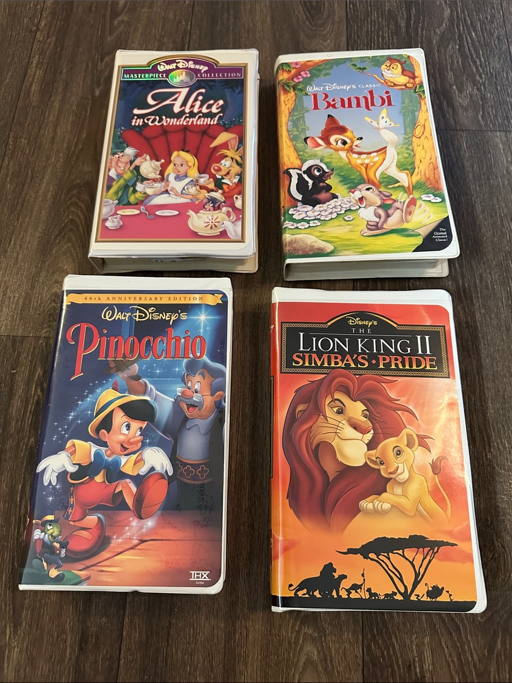 Walt Disney Classic 4 VHS: Pinocchio, Lion King II, Bambi, Alice in Wonderland